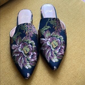 J.Crew Floral Embroidered Mules